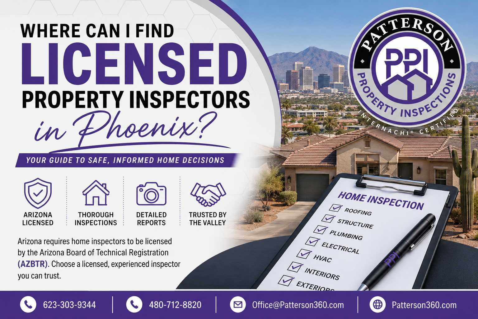 Patterson Property Inspections licensed home inspectors Phoenix Arizona